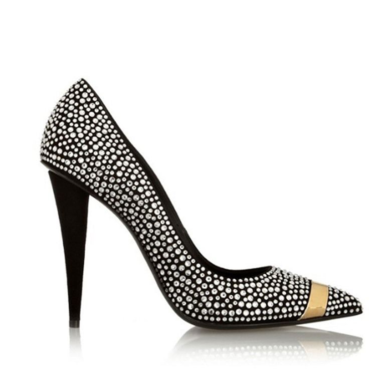 Sapatos De Baile Feminino De Salto Agulha Ponta Fina Strass