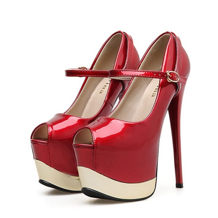 Sapatos De Baile Femininos Com Fivela Com Plataforma E Salto Agulha
