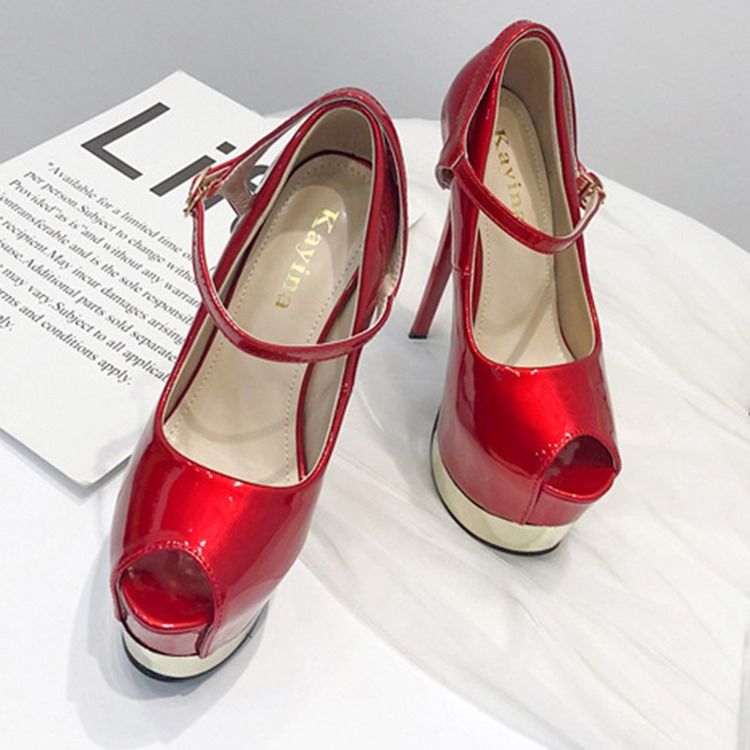 Sapatos De Baile Femininos Com Fivela Com Plataforma E Salto Agulha