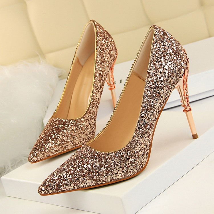 Sapatos De Baile De Formatura De Salto Agulha De Salto Agulha Com Colagem Feminina