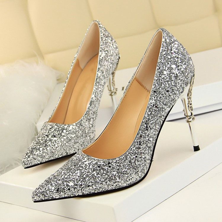 Sapatos De Baile De Formatura De Salto Agulha De Salto Agulha Com Colagem Feminina