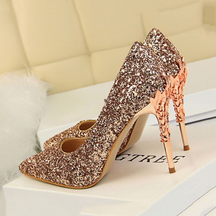 Sapatos De Baile De Formatura De Salto Agulha De Salto Agulha Com Colagem Feminina