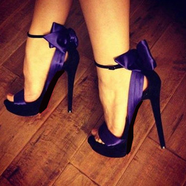 Sapatos De Baile De Formatura Sexy Bowknot Roxo Sexy Moda Feminina