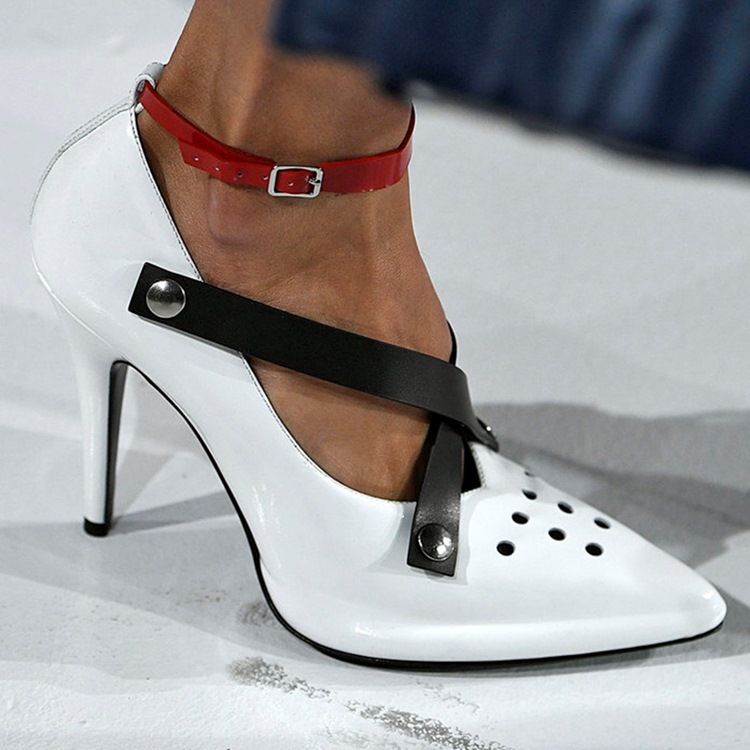 Sapatos De Baile De Salto Agulha Femininos Eridress Oco De Cor Bloco De Salto Agulha