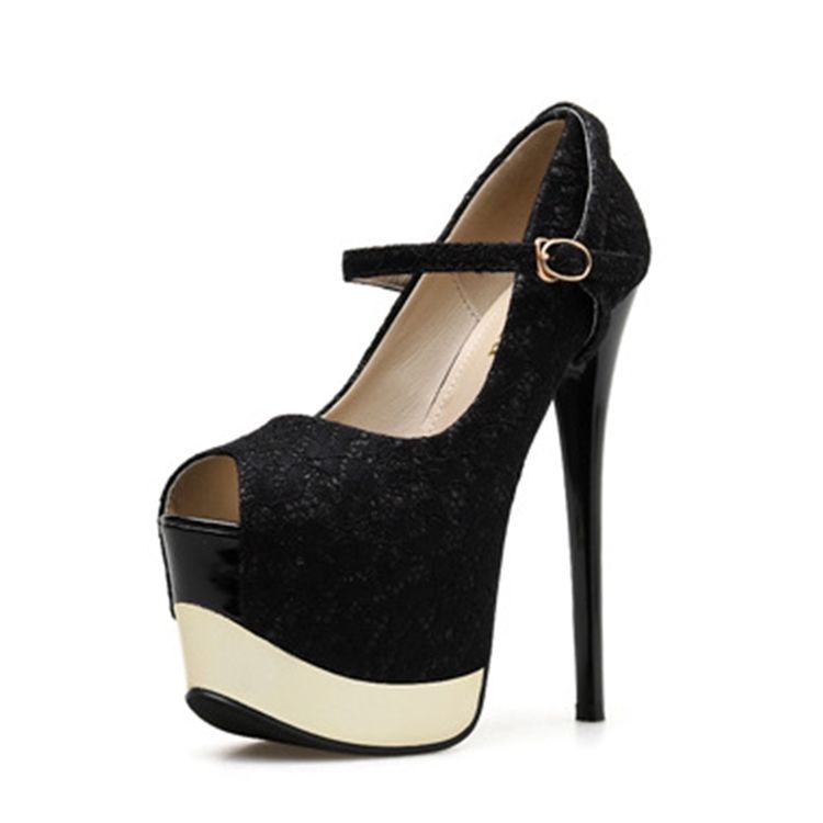 Sapatos De Baile De Salto Agulha Peep Toe Com Fivela De Salto Agulha Com Plataforma
