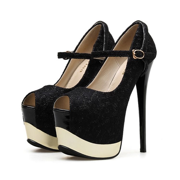 Sapatos De Baile De Salto Agulha Peep Toe Com Fivela De Salto Agulha Com Plataforma