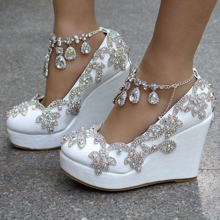 Sapatos De Baile De Salto Alto Com Plataforma De Strass Feminino