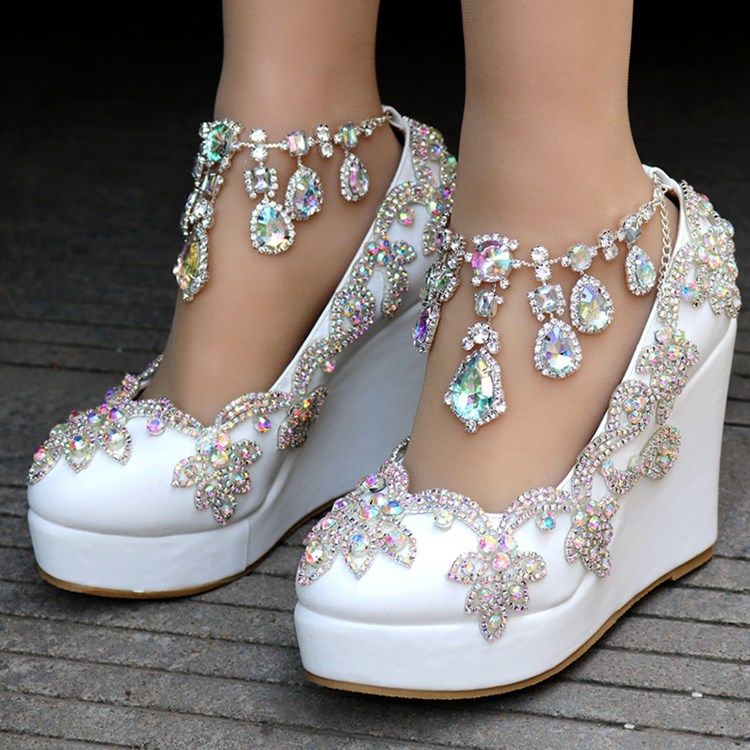 Sapatos De Baile De Salto Alto Com Plataforma De Strass Feminino