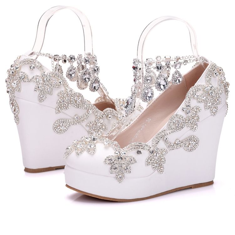 Sapatos De Baile De Salto Alto Com Plataforma De Strass Feminino