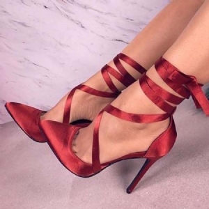 Sapatos De Formatura Femininos Com Salto Agulha Ponta Fina Cruzada