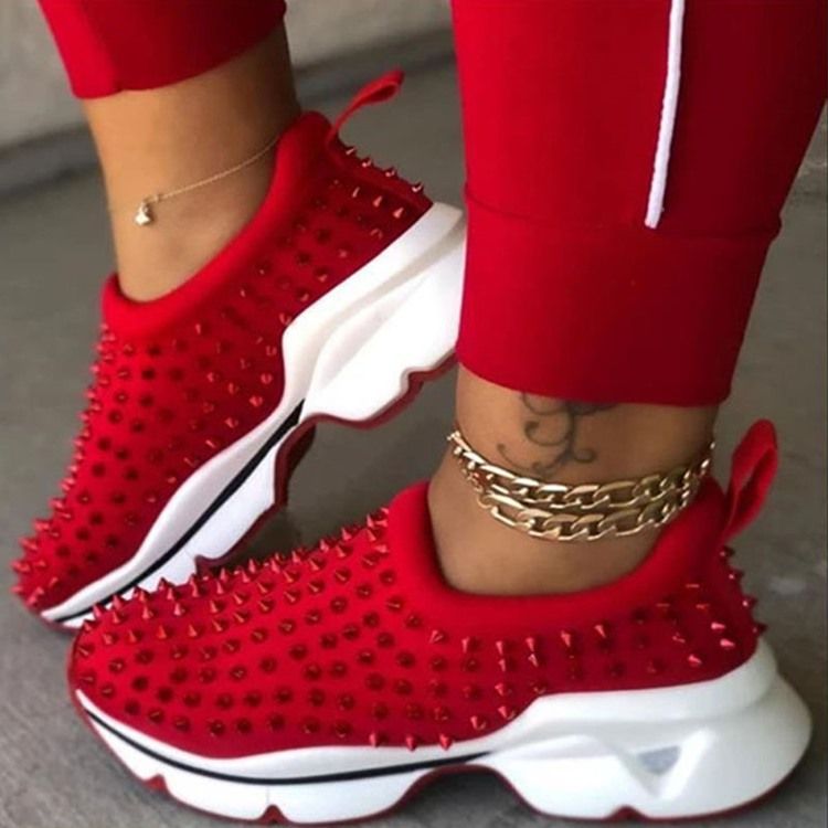 Rebite Deslizante Feminino Com Salto Redondo Médio (3-5 cm). Sapatos Finos