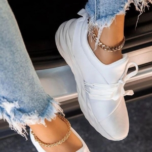 Sapatos Femininos Com Atacadores E Deslizantes Redondos Finos Casuais