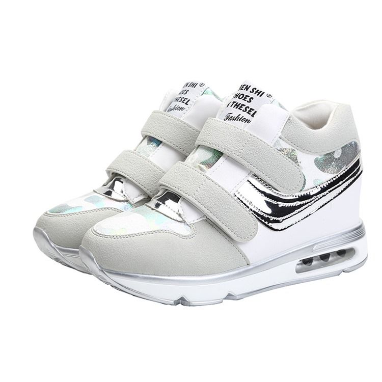 Tênis Feminino De Velcro Com Plataforma De Camuflagem Patchwork