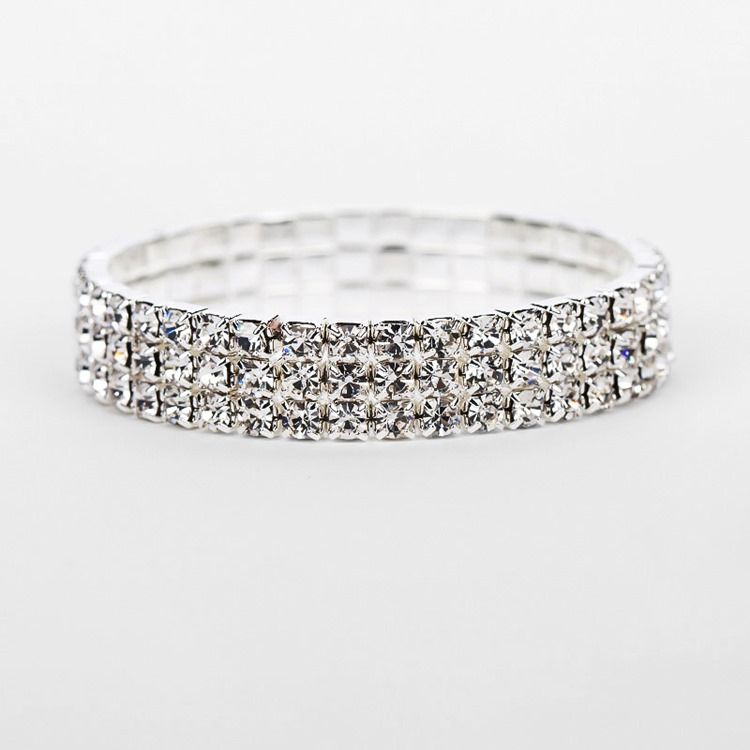 Diamante Plain Romântico Pulseiras Femininas De Casamento