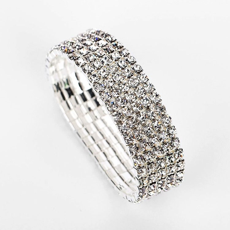 Diamante Plain Romântico Pulseiras Femininas De Casamento