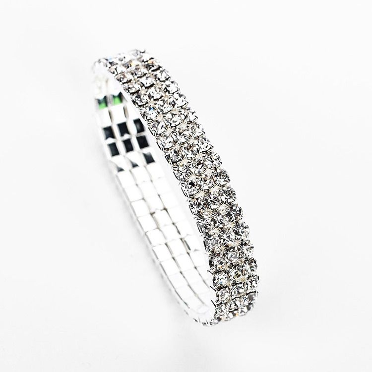 Diamante Plain Romântico Pulseiras Femininas De Casamento