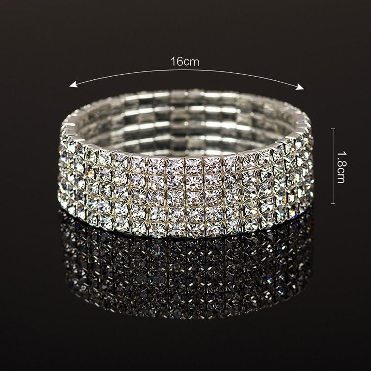 Diamante Plain Romântico Pulseiras Femininas De Casamento