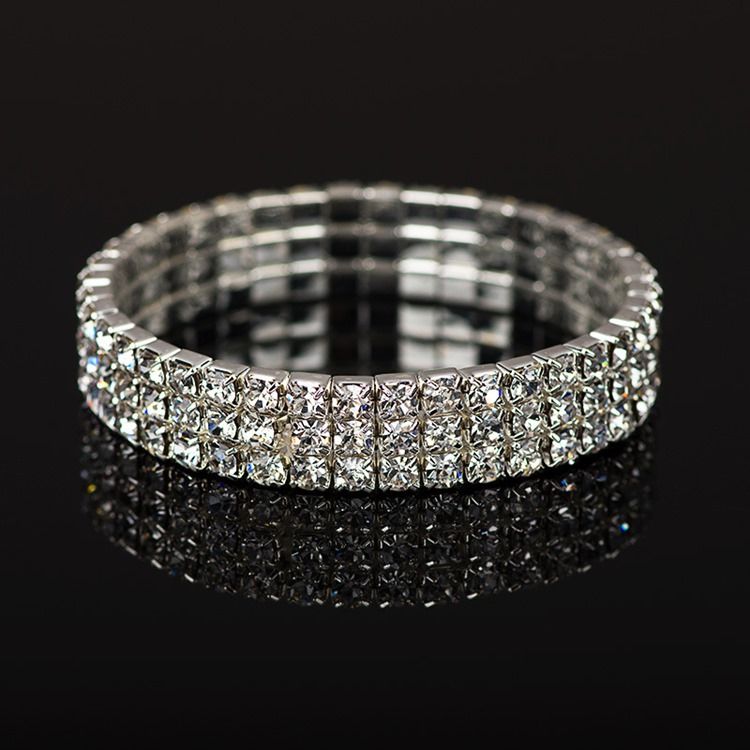 Diamante Plain Romântico Pulseiras Femininas De Casamento