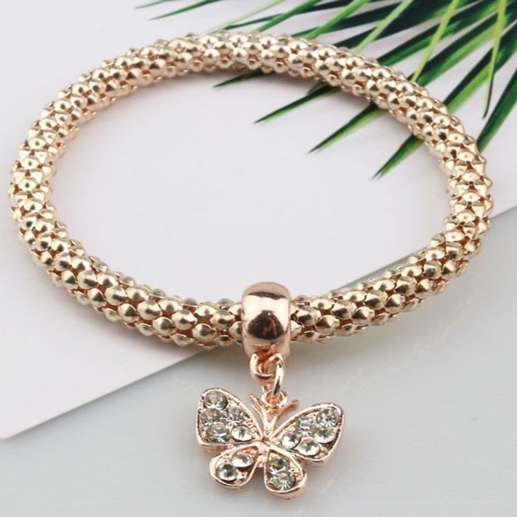 Pulseira Pingente Borboleta De Três Camadas