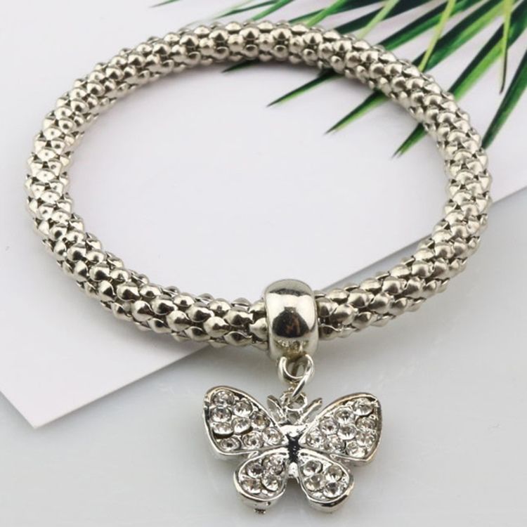 Pulseira Pingente Borboleta De Três Camadas