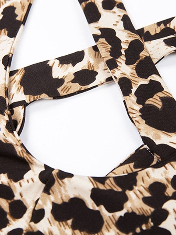 Calça Lápis De Cintura Alta Feminina Leopard Sports Jumpsuit