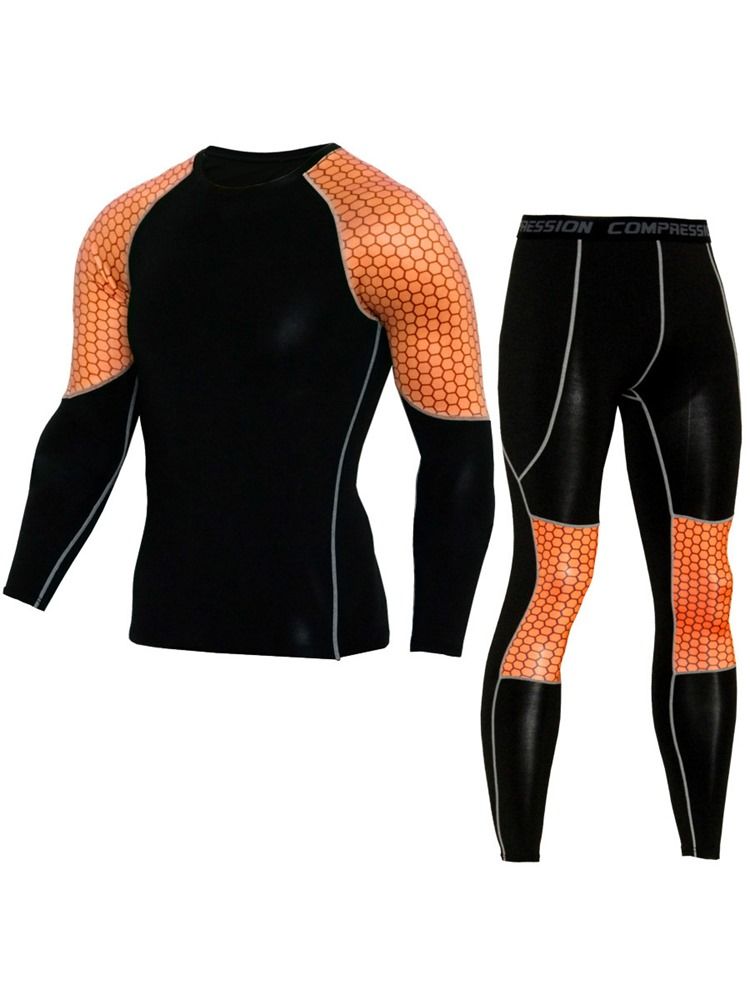 Conjunto Esporte Masculino Anti-suor Mistura Patchwork Manga Longa