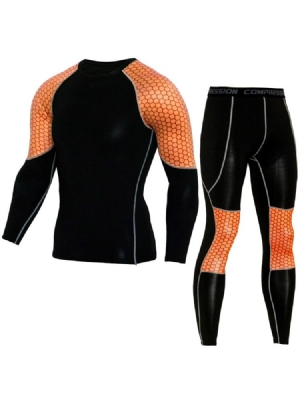 Conjunto Esporte Masculino Anti-suor Mistura Patchwork Manga Longa