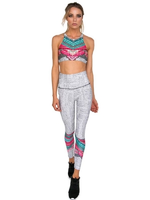 Conjunto De Esportes Feminino Colour Block Anti-sweat Sem Mangas