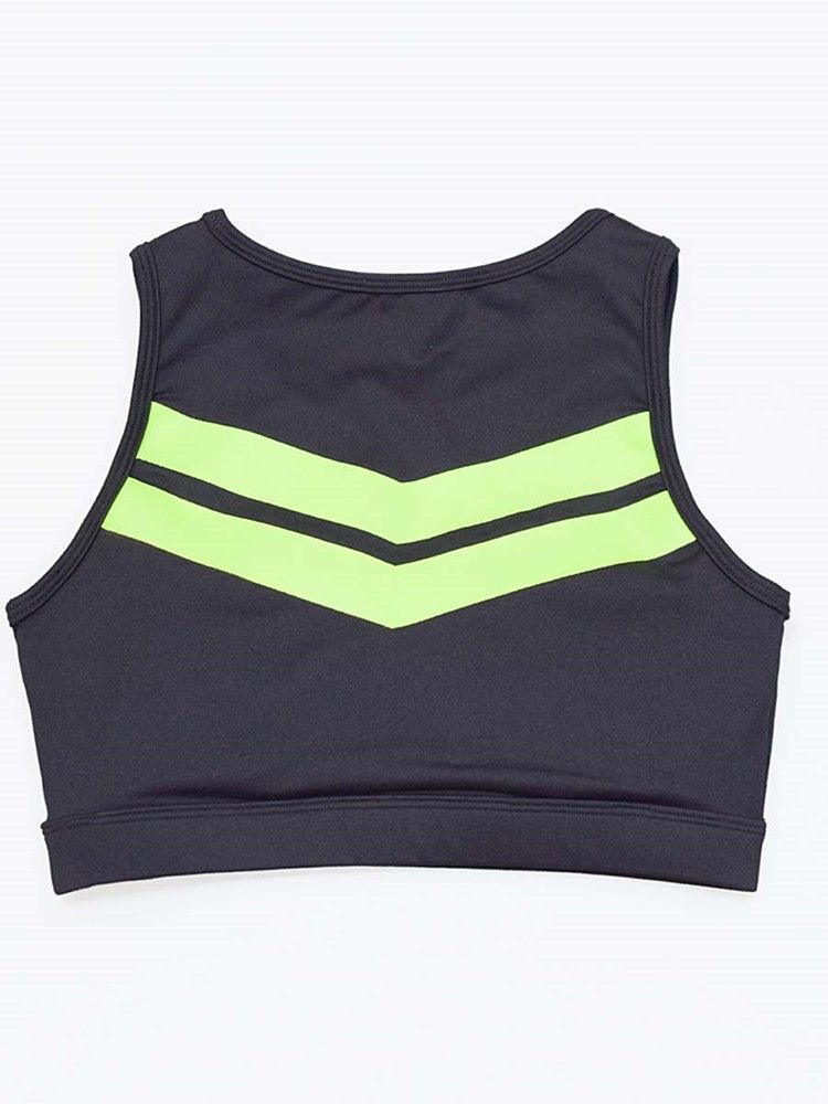 Conjunto De Esportes Feminino Patchwork Color Block Anti-sweat Yoga Sem Mangas
