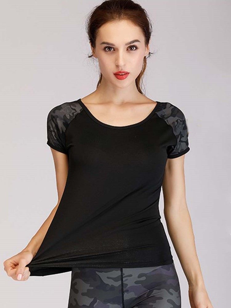 Conjunto Feminino De Esportes Com Estampa Respirável De Camuflagem E Pulôver De Comprimento Total
