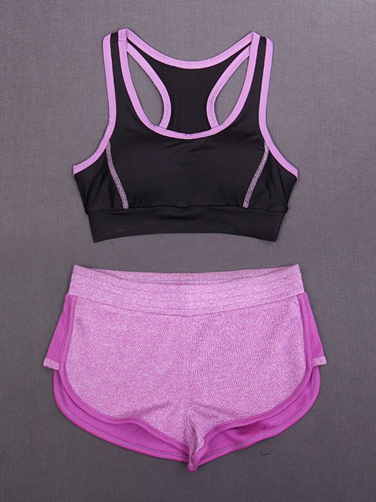 Conjunto Feminino De Patchwork Colorido Para Ioga De Secagem Rápida Sem Mangas. Conjuntos De Esportes Para Ioga