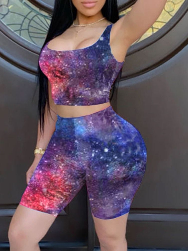 Conjunto De Roupas De Badminton Sem Mangas Com Bloco De Cores Feminino Anti-suor Estampado De Poliéster