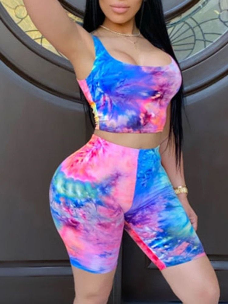 Conjunto De Roupas De Badminton Sem Mangas Com Bloco De Cores Feminino Anti-suor Estampado De Poliéster