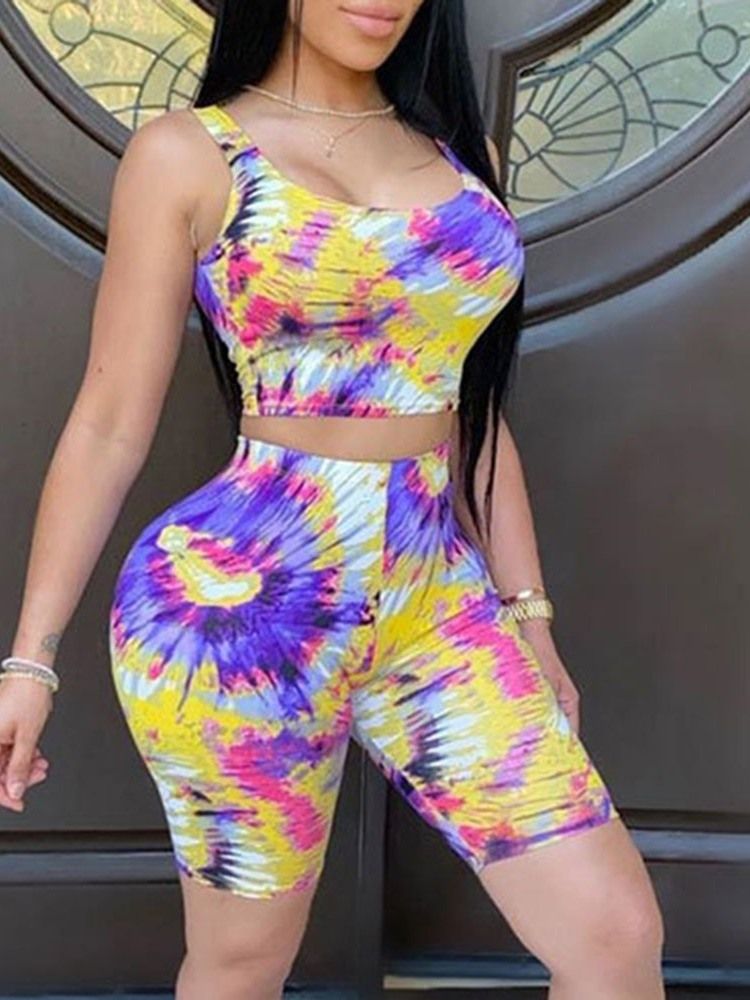 Conjunto De Roupas De Badminton Sem Mangas Com Bloco De Cores Feminino Anti-suor Estampado De Poliéster