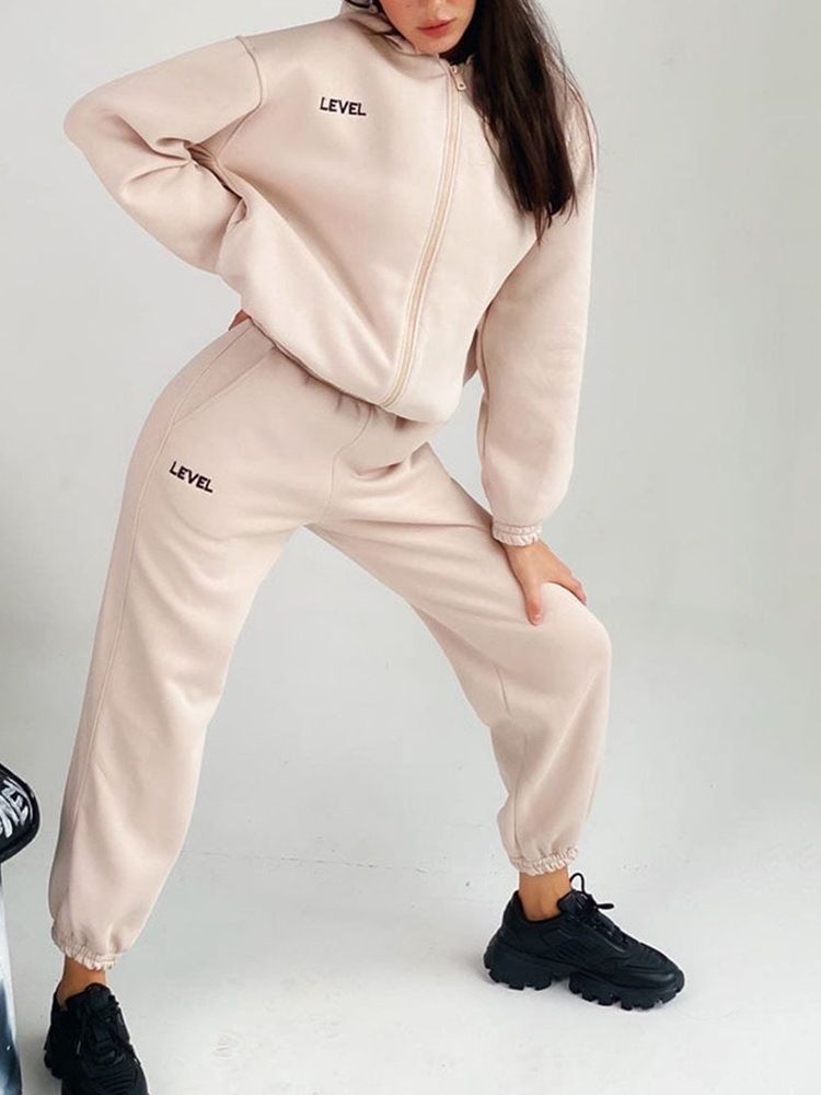 Conjunto De Roupas Femininas Anti-suor De Poliéster Bordado Com Letras De Basquete Até O Tornozelo