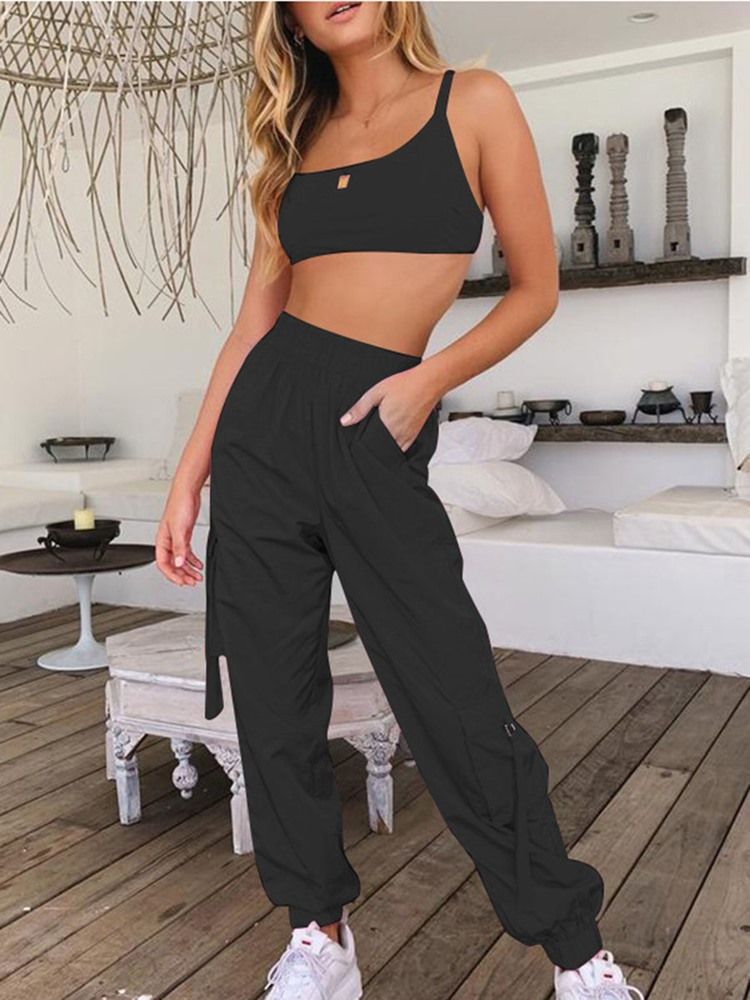 Conjunto De Roupas Femininas De Pulôver De Poliéster Sólido Até O Tornozelo