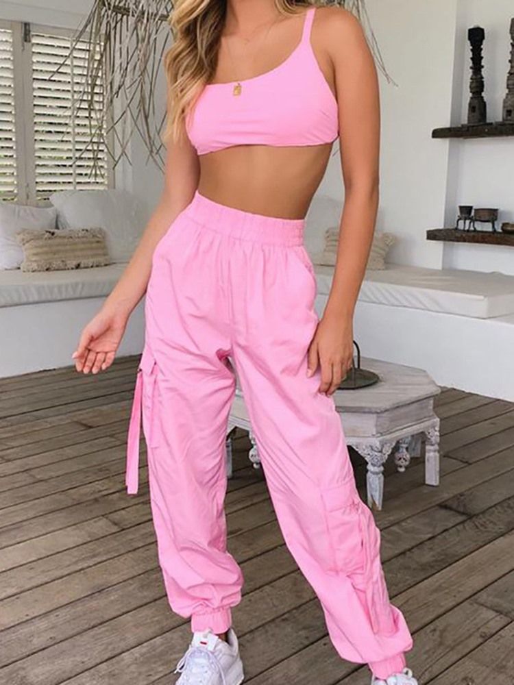 Conjunto De Roupas Femininas De Pulôver De Poliéster Sólido Até O Tornozelo