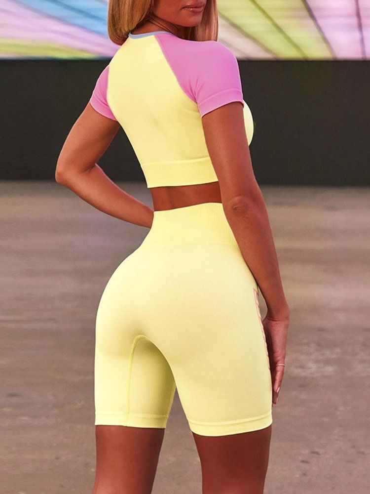Conjunto De Roupas Femininas Respirável Patchwork Colorido Bloco De Algodão Conjuntos De Roupas De Pulôver De Badminton