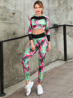 Conjunto De Treino Feminino Respirável Com Estampa De Camuflagem