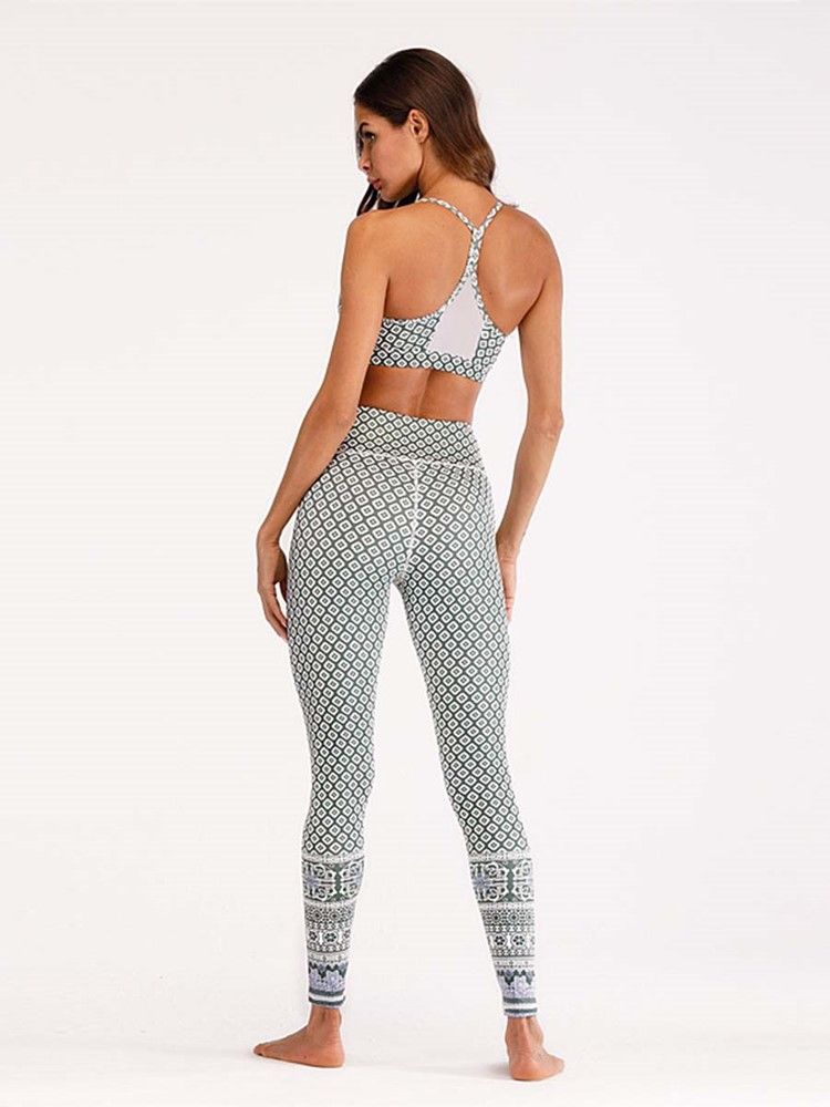 Conjuntos Esportivos De Corrida Sem Mangas Com Estampa Floral Feminina