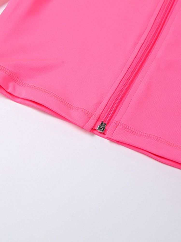 Conjuntos De Roupas Femininas De Manga Comprida Com Zíper Sólido De Poliéster Anti-suor