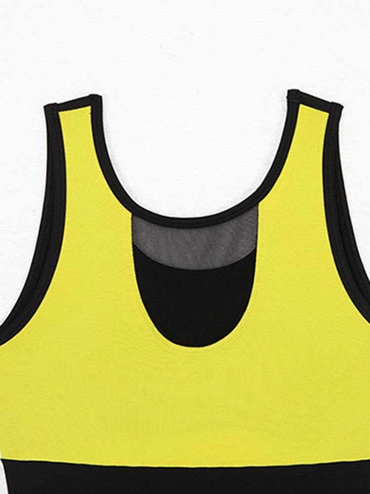 Leggings Esportivos De Ginástica Sem Mangas Com Bloco De Cores Feminino Na Altura Do Tornozelo
