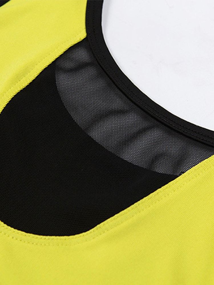 Leggings Esportivos De Ginástica Sem Mangas Com Bloco De Cores Feminino Na Altura Do Tornozelo