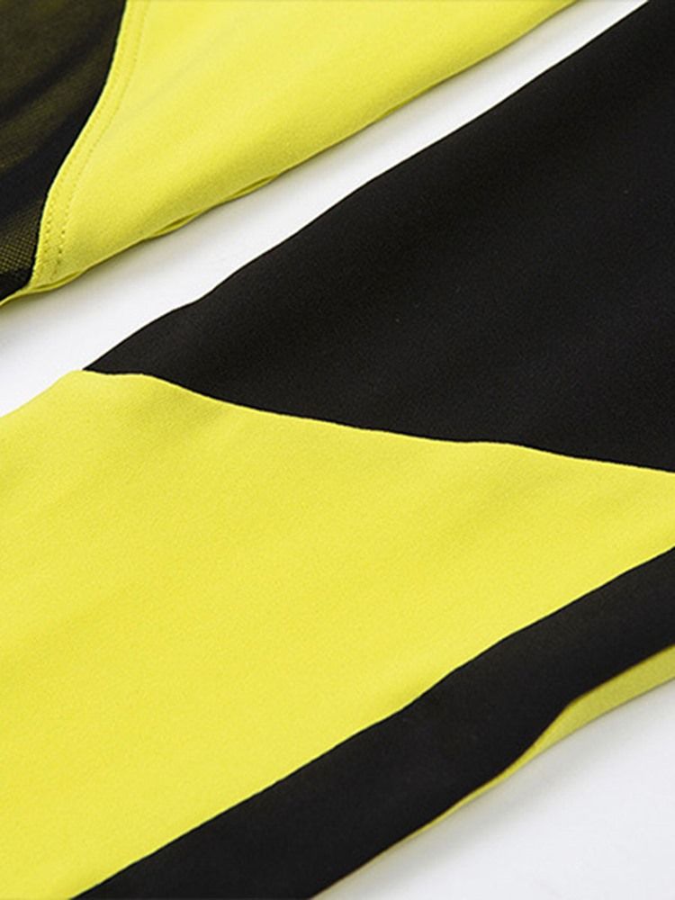 Leggings Esportivos De Ginástica Sem Mangas Com Bloco De Cores Feminino Na Altura Do Tornozelo