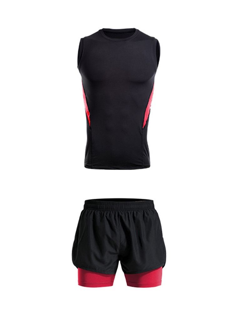 Masculino Patchwork Color Block Shorts Pullover Conjuntos De Esportes