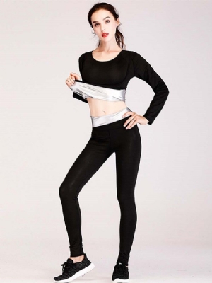 Mulheres Color Block Anti-sweat Pullover Conjuntos De Esportes De Ginástica De Manga Longa