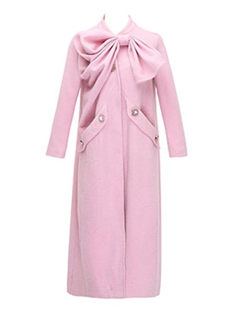 Casaco Bowknot Feminino De Cor Sólida Plissada
