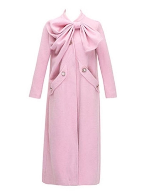 Casaco Bowknot Feminino De Cor Sólida Plissada