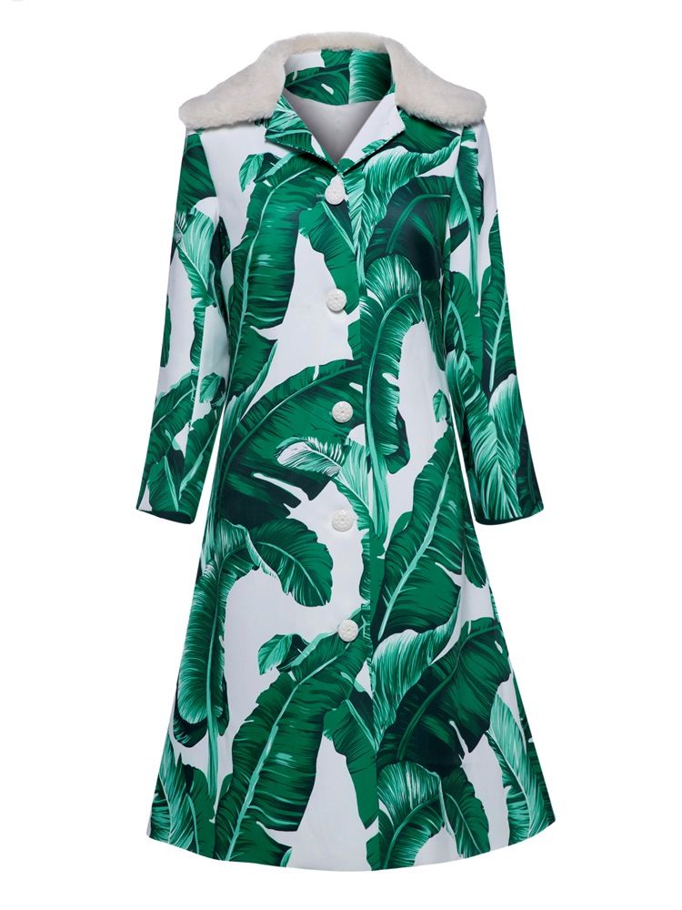Casaco Feminino A Line Print Button Feminino