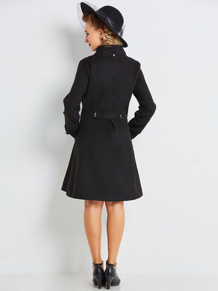 Casaco Feminino Elegante Com Capuz De Peito Duplo